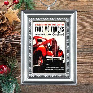 1938 Ford V8 Trucks Advertisement Retro Ad Nostalgic Christmas‎ Tree Ornament